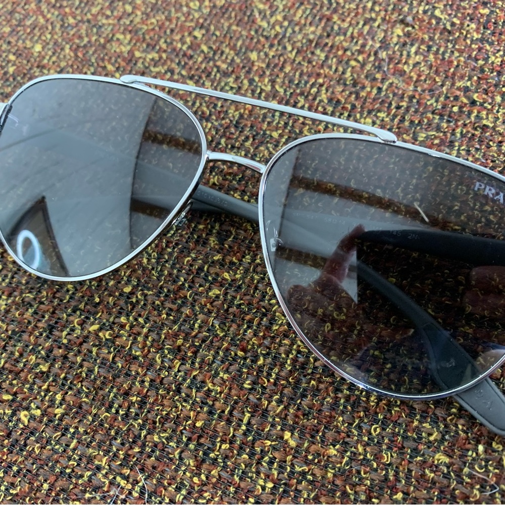 Prada Aviator Sunglasses - Silver and Black
